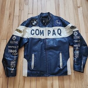 BMW Navy and Cream Leather Jacket